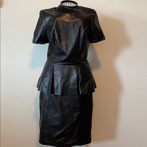 Black faux leather dress